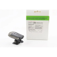 Ліхтар передній 1 діод 300 lumen, Li-ion 3.7V 1200mAh зарядка от USB, вологозах., чорно-сір. HJ-049