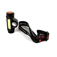 Фонарь налобный 1+16 диодов 200 lumen, Li-ion 3.7V 1200mAh зарядка от USB, влагозащитный, чёрный ST-HL38